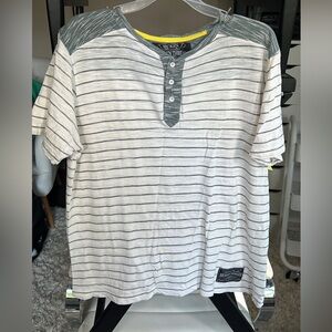 Broken Threads grey striped top